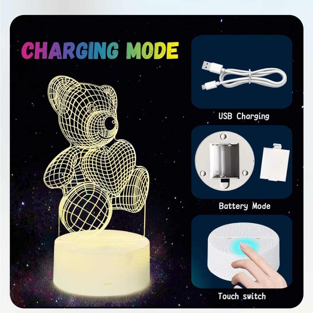3d illusion night light teddy bear child kid toddler gift